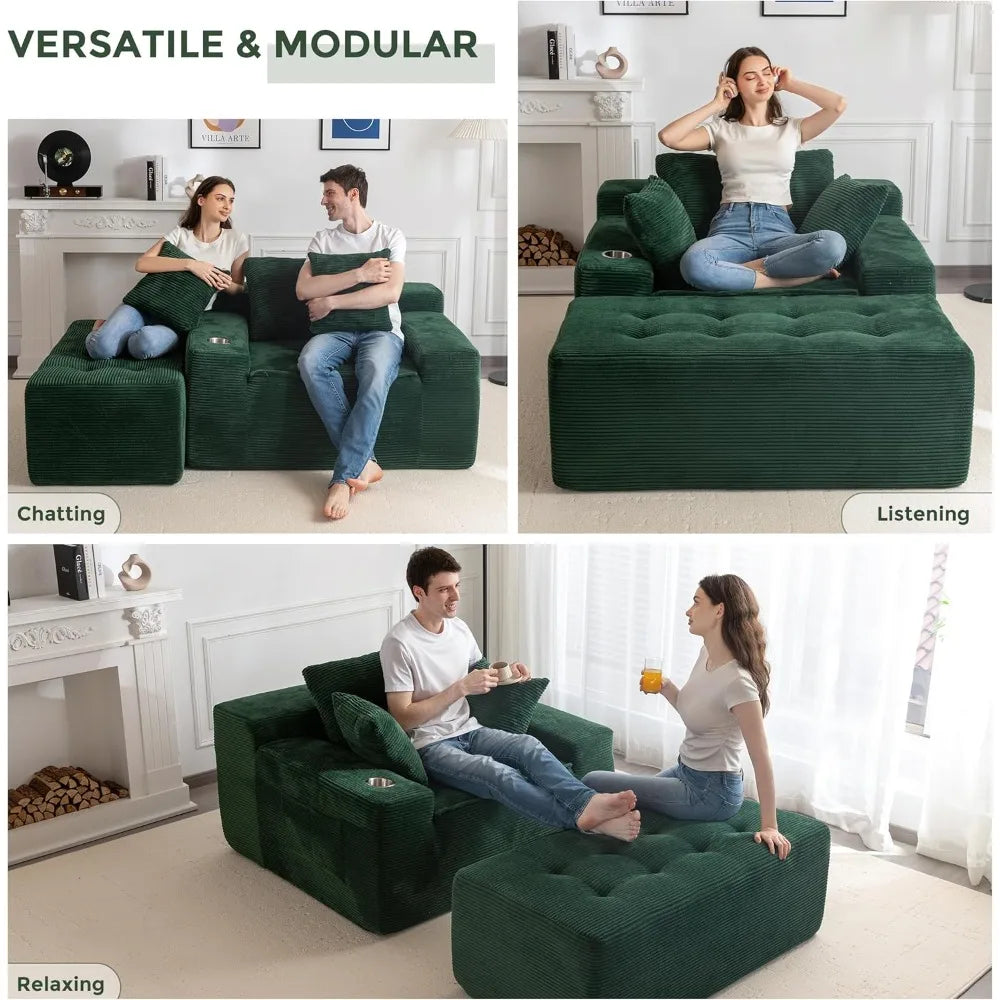 Comfy Oversized Chaise Lounge with Pillows