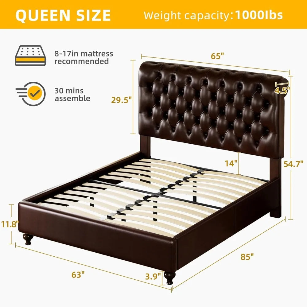 Faux Leather Upholstered Platform Bed