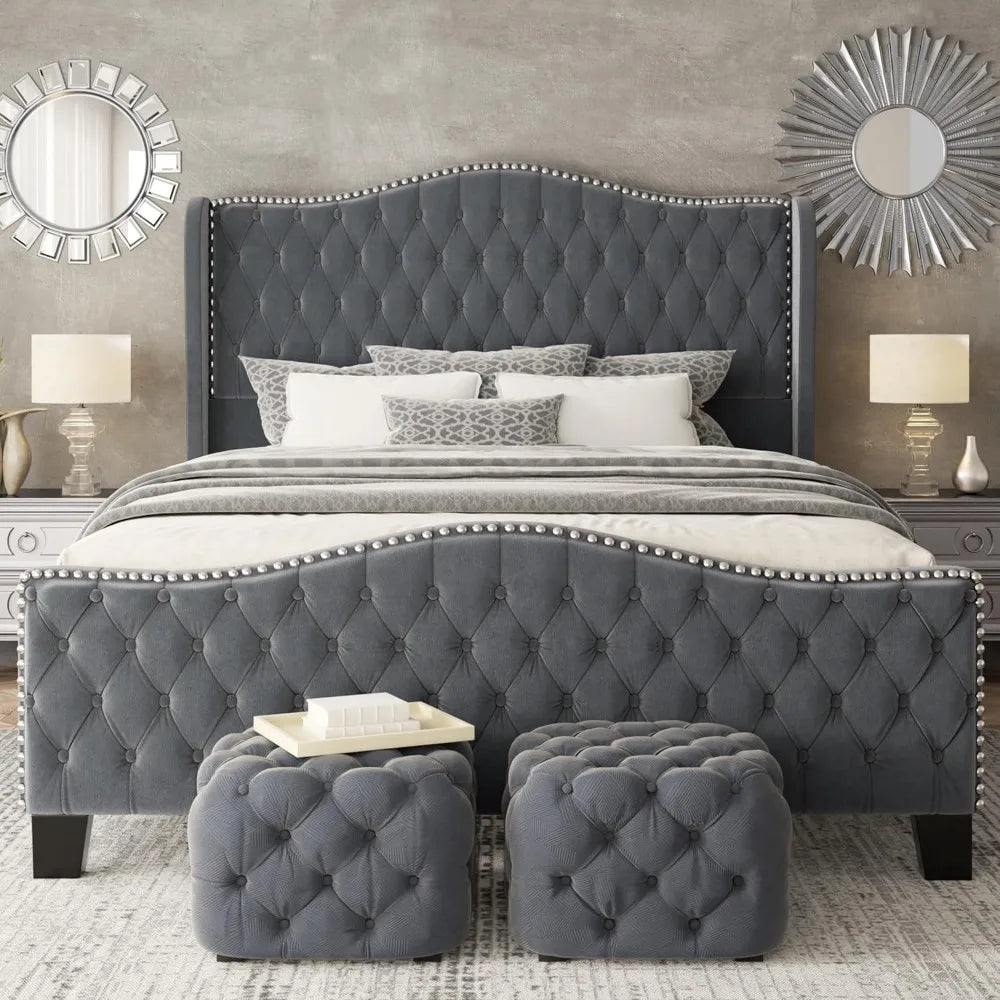 Luxury Tufted King Platform Bed