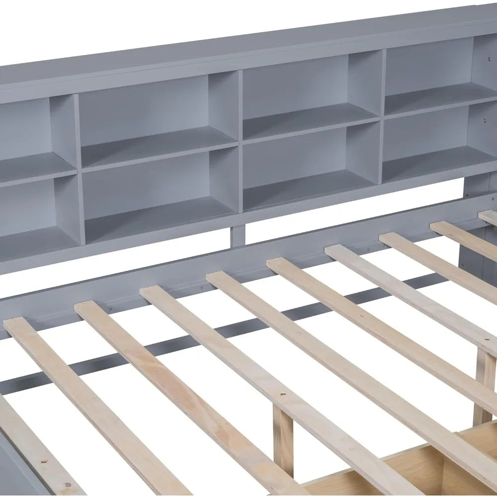 Space Saving Full Size Daybed With Bookcase & Charging Station