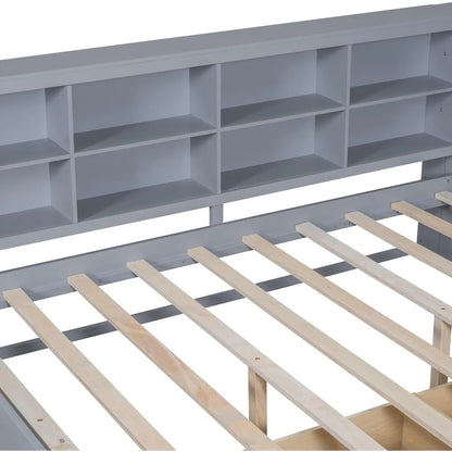 Space Saving Full Size Daybed With Bookcase & Charging Station