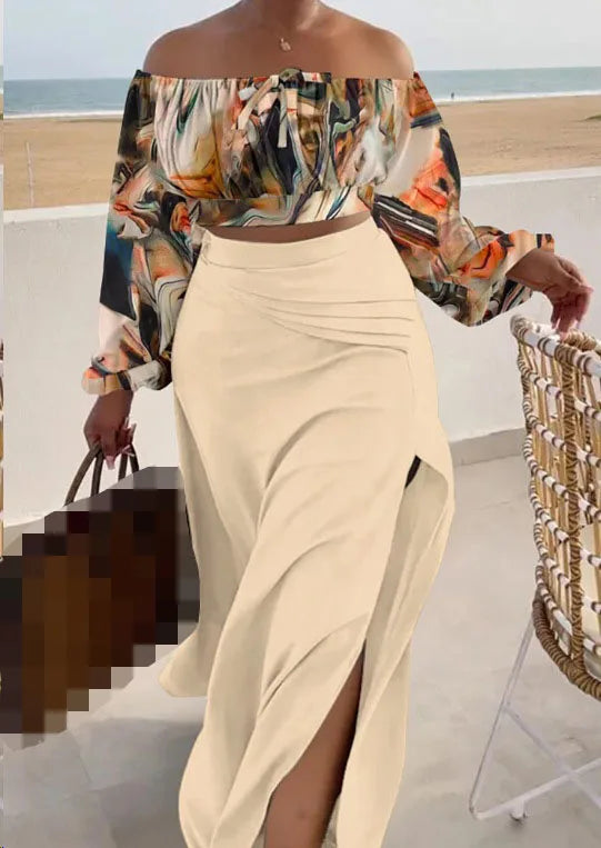 Chic Off Shoulder Skirt Set