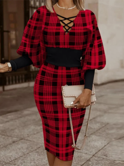 Geometric High Waist Dress