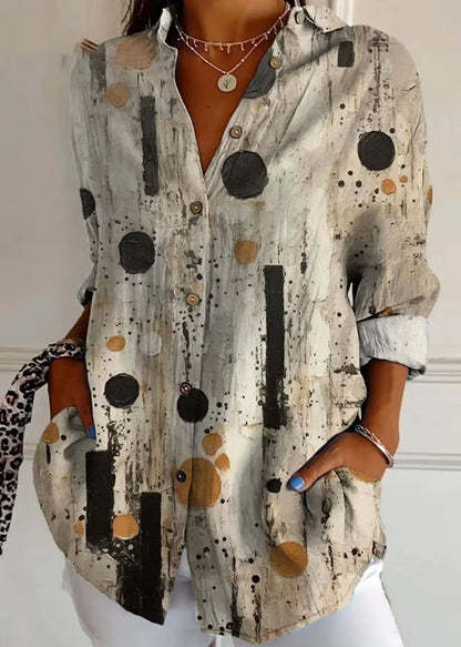 Chic Printed Button Down Blouse