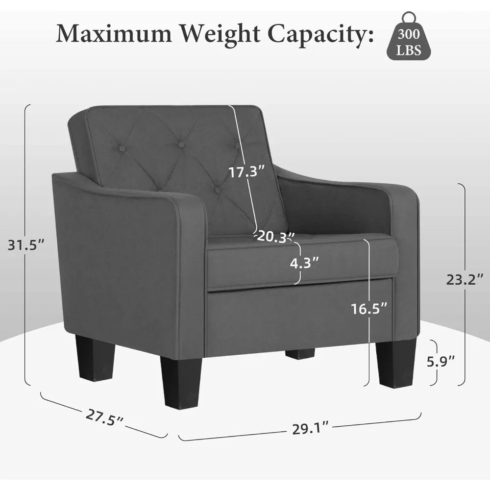 Tufted Club Chairs Set of 2,