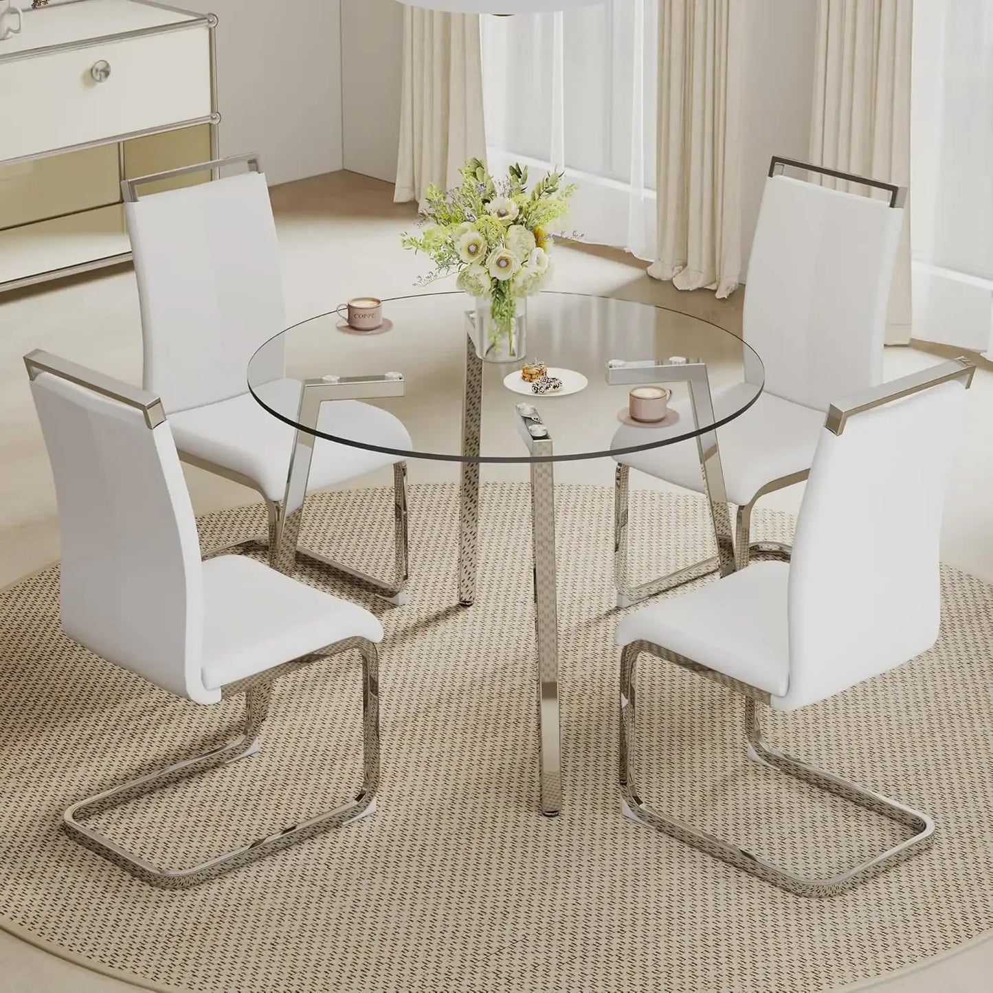 City Chic 42” Round Dining Table Set for 4,