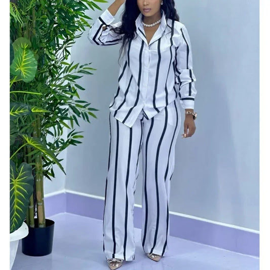 Casual Button Down Pants Set