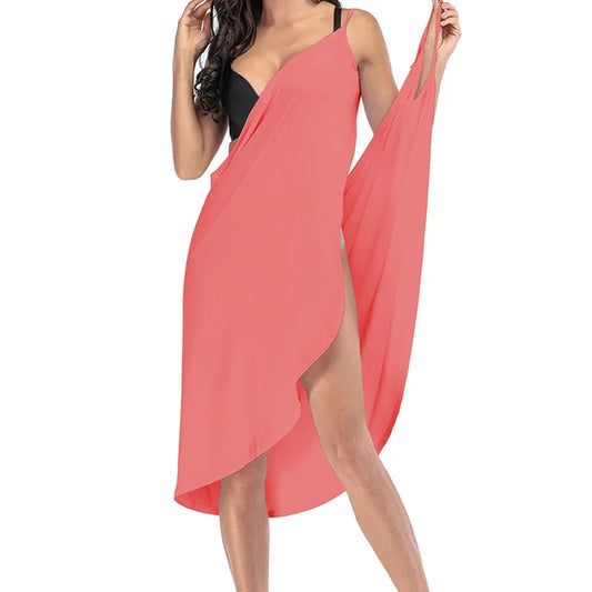 Solid Color Wrap Beach Cover Up