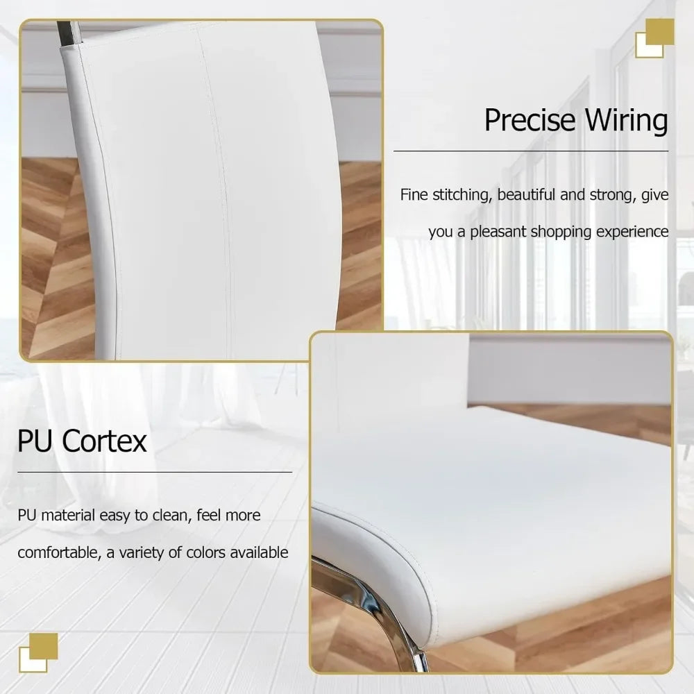 Modern Faux Leather Glass Dining Room Set