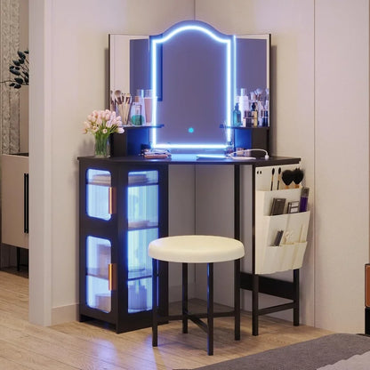 Charming Makeup Vanity with Charging Station