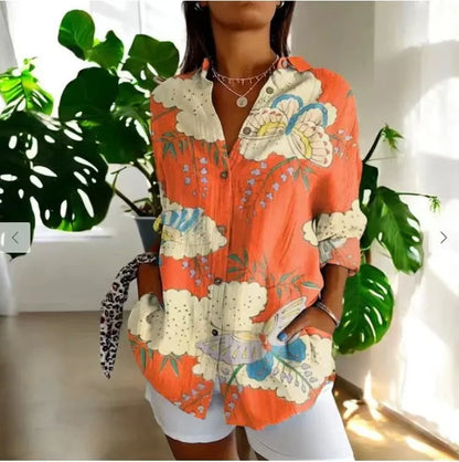 Chic Printed Button Down Blouse