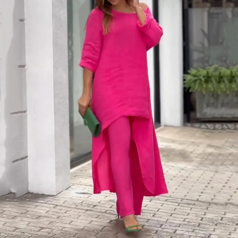 Vibrant Linen Pants Suit