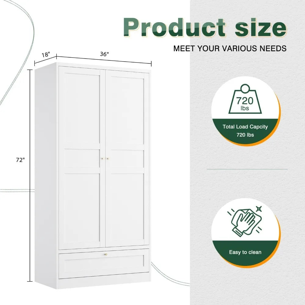 Metal Wardrobe Closet,72" H