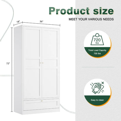 Metal Wardrobe Closet,72" H