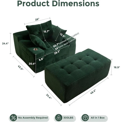 Comfy Oversized Chaise Lounge with Pillows