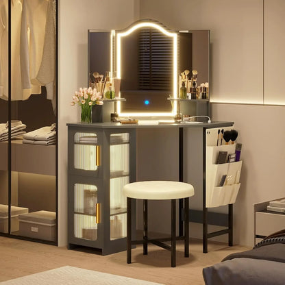 Charming Makeup Vanity with Charging Station