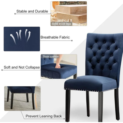 Indigo Blue Velvet Dining Chairs Set of 2