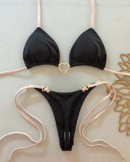 Solid Triangle Thong Swimwear