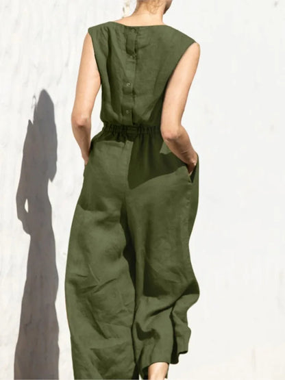 Linen Sleeveless Jumpsuit
