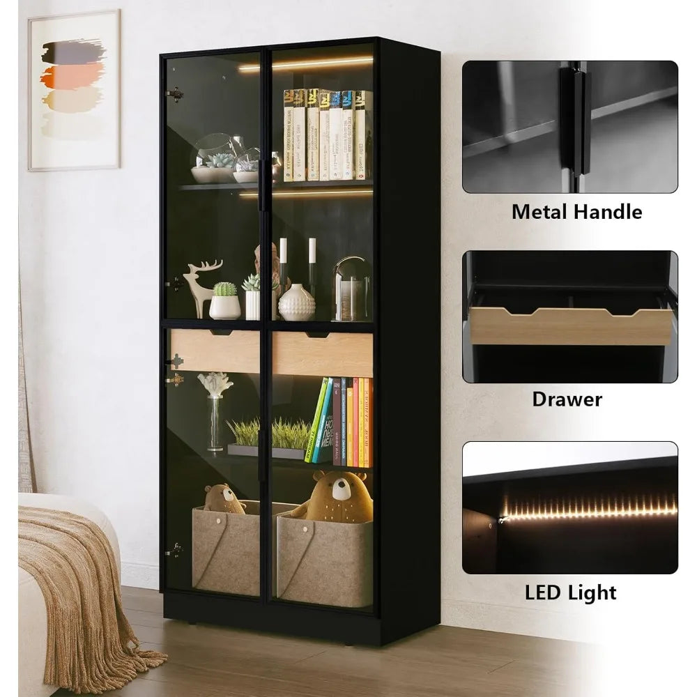 Curio Display Cabinet with Glass Doors