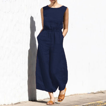 Linen Sleeveless Jumpsuit