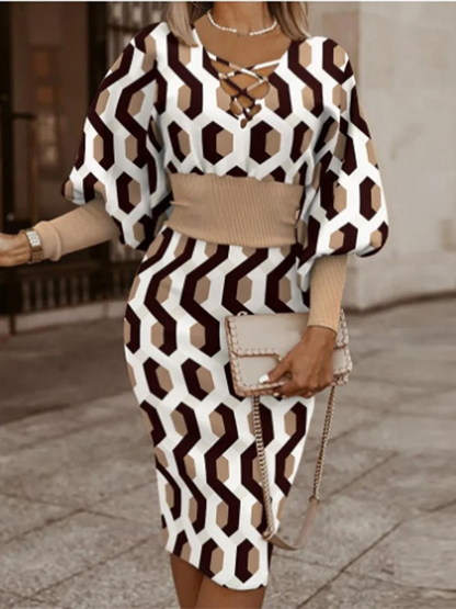 Geometric High Waist Dress
