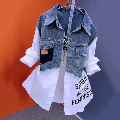 One Piece Denim Jacket & Shirt Combo
