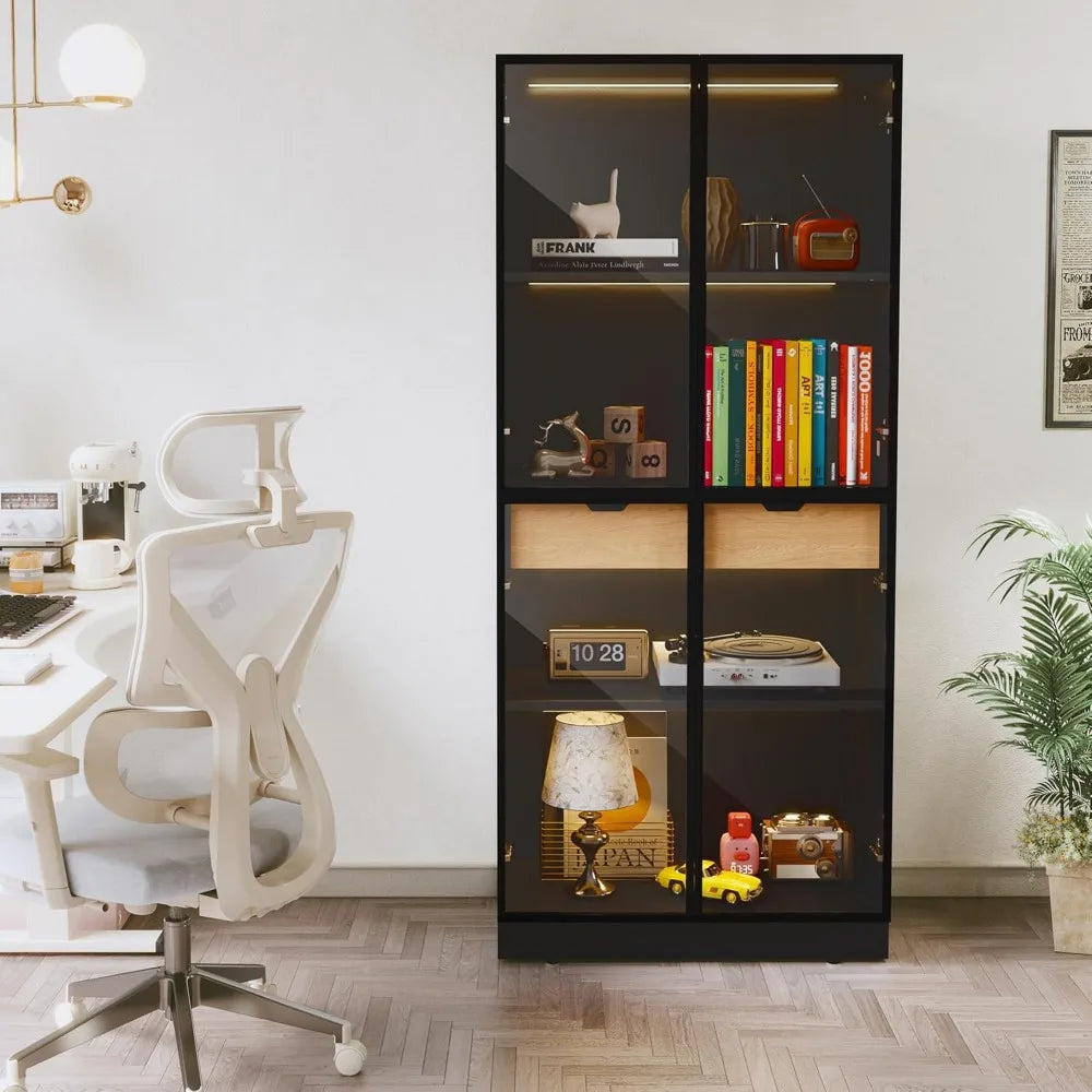 Curio Display Cabinet with Glass Doors