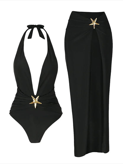 Elegant 2 Piece Starfish Swimsuit with Cover up