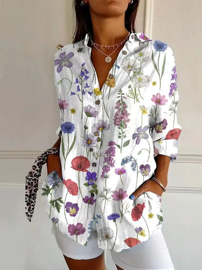 Chic Printed Button Down Blouse