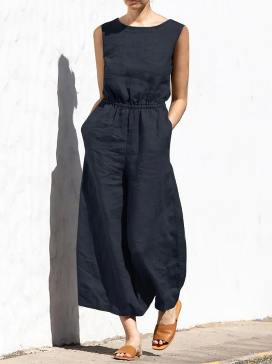 Linen Sleeveless Jumpsuit