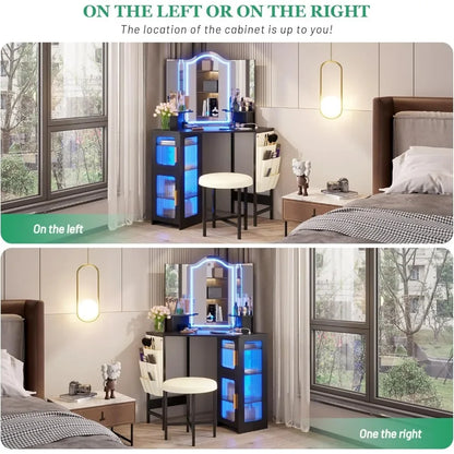 Charming Makeup Vanity with Charging Station