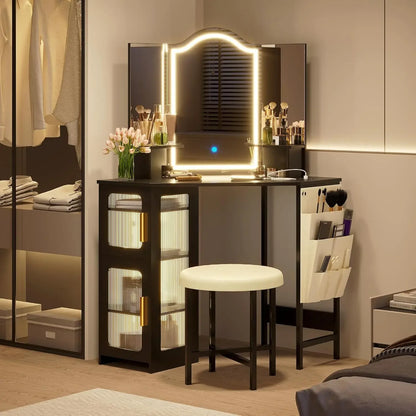 Charming Makeup Vanity with Charging Station
