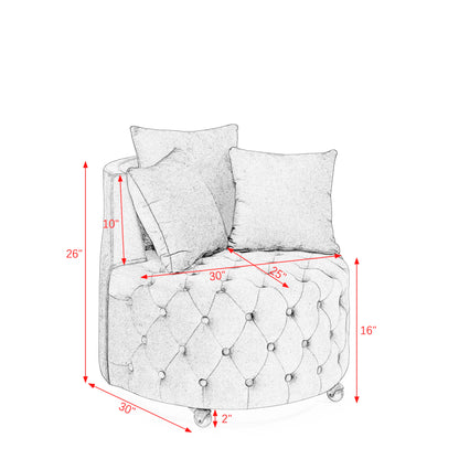 Tufted, Velvet Swivel Chair With Throw Pillows