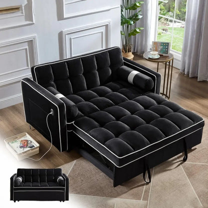Modern Velvet Sleeper Sofa With USB