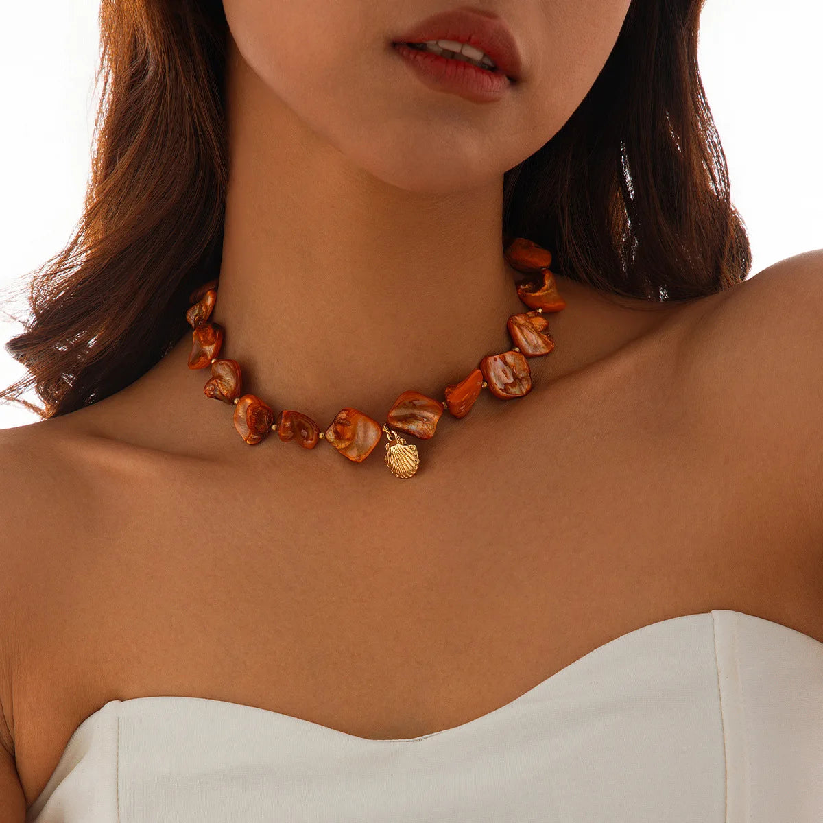 Starfish & Conch Shell Pendant Necklace