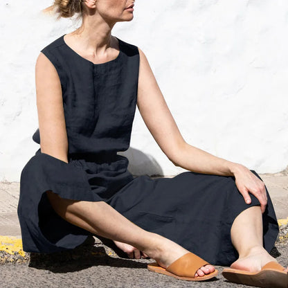 Linen Sleeveless Jumpsuit