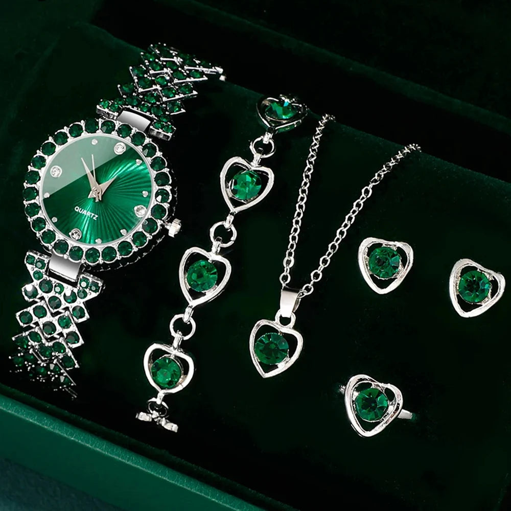 Lucky Heart Quartz Watch & Jewelry Set