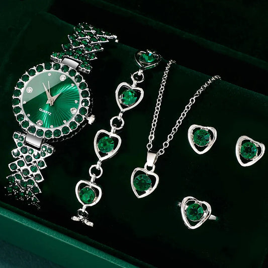Lucky Heart Quartz Watch & Jewelry Set