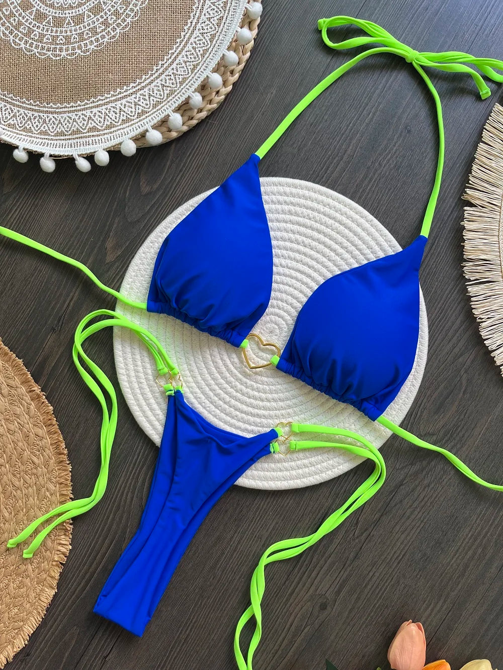 Solid Triangle Thong Swimwear