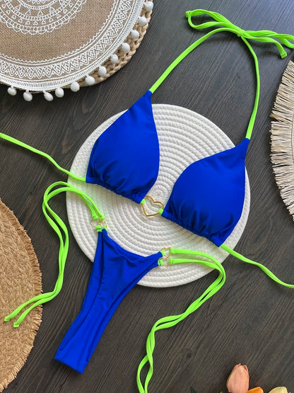 Solid Triangle Thong Swimwear