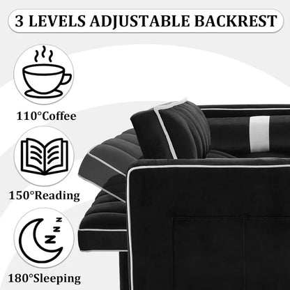 Modern Velvet Sleeper Sofa With USB