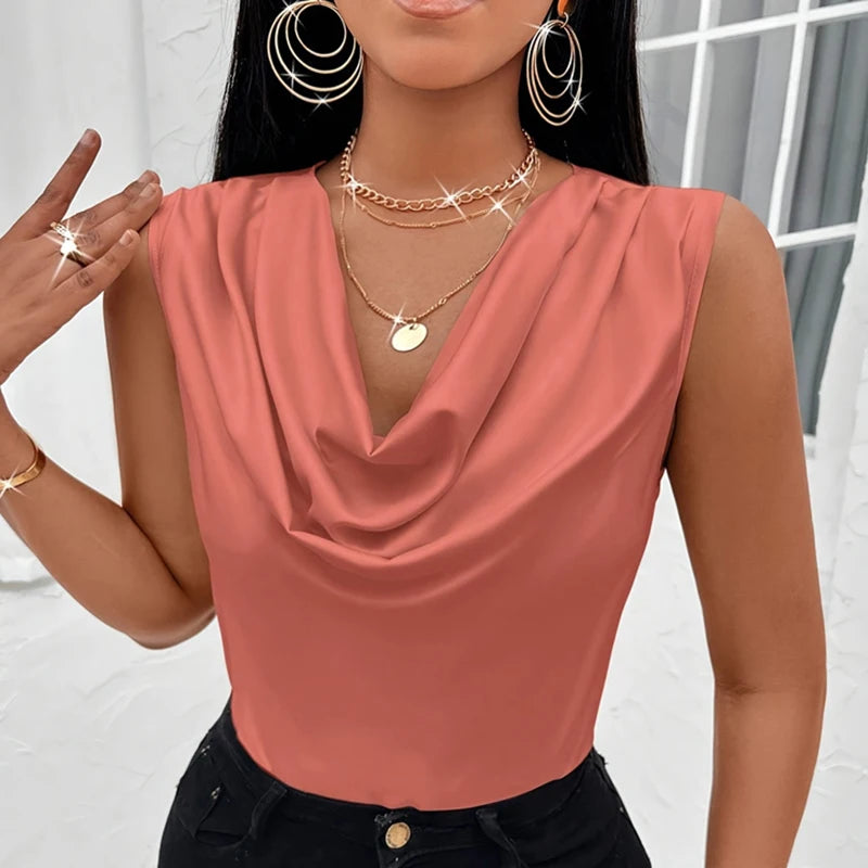 Draped Satin Tank Top