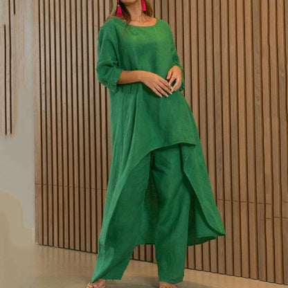 Vibrant Linen Pants Suit