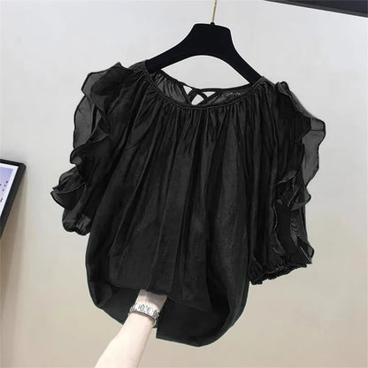 Ruffled Half Sleeve Blouse