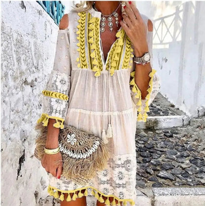 Boho Embroidered Lace Dress