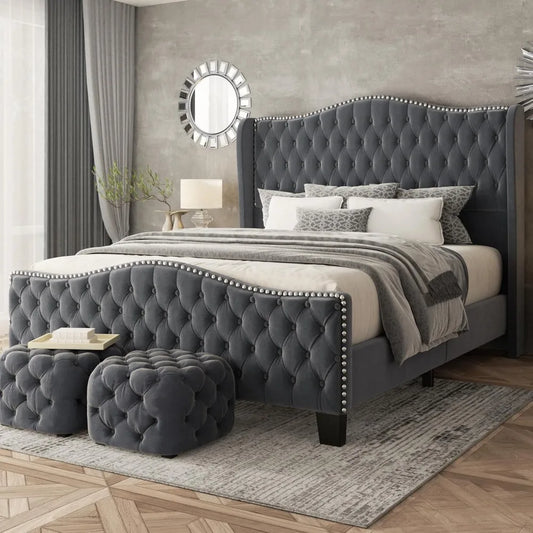 Luxury Tufted King Platform Bed