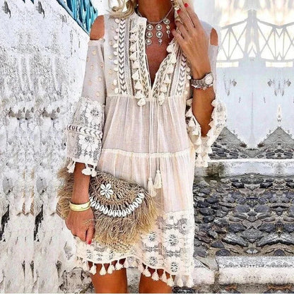 Boho Embroidered Lace Dress