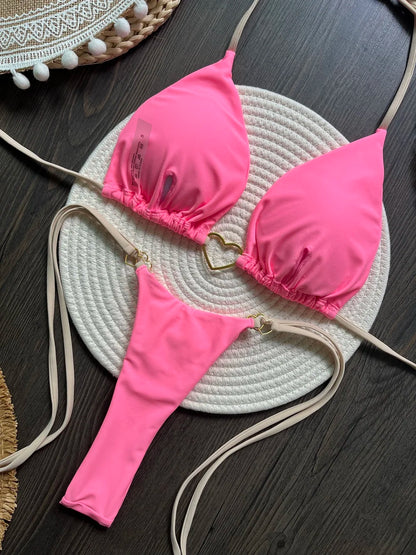 Solid Triangle Thong Swimwear