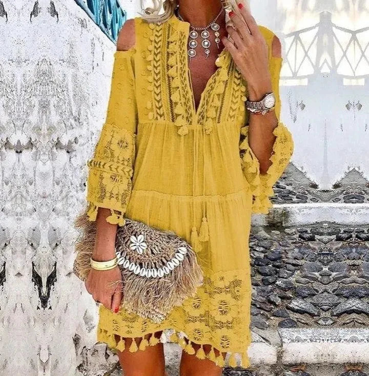 Boho Embroidered Lace Dress